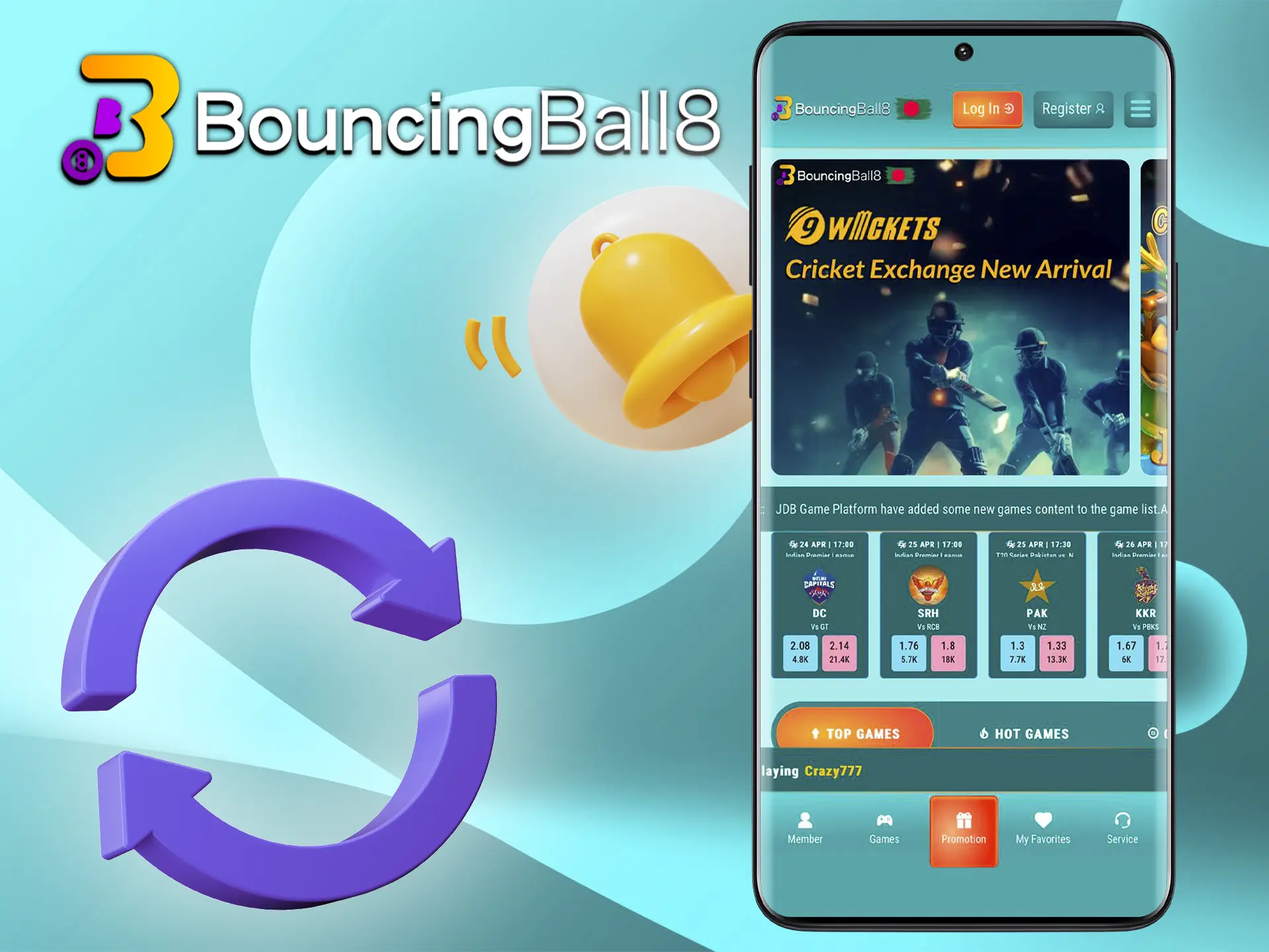 Update your BouncingBall8 app to keep up to date with the latest casino news and new promotional offers.