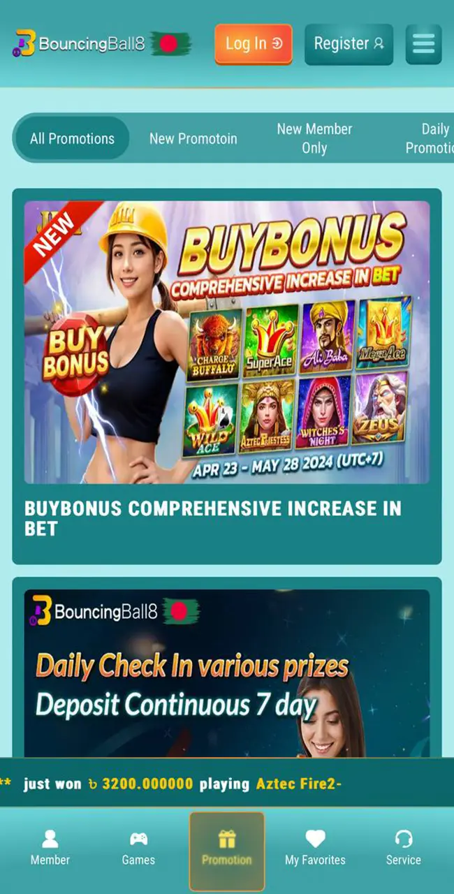 Bonuses and promotions from BouncingBall8 Casino.