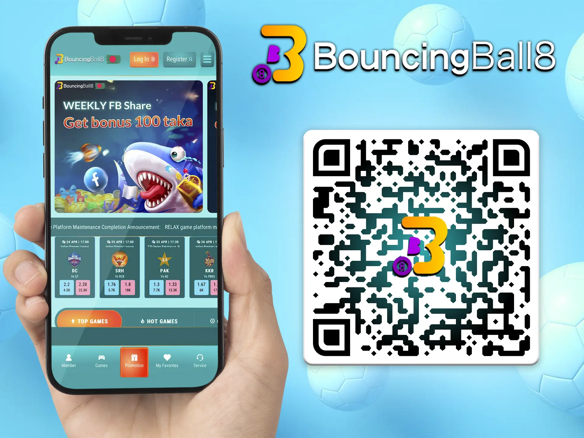 Scan the QR code to have instant access to download the BouncingBall8 app.