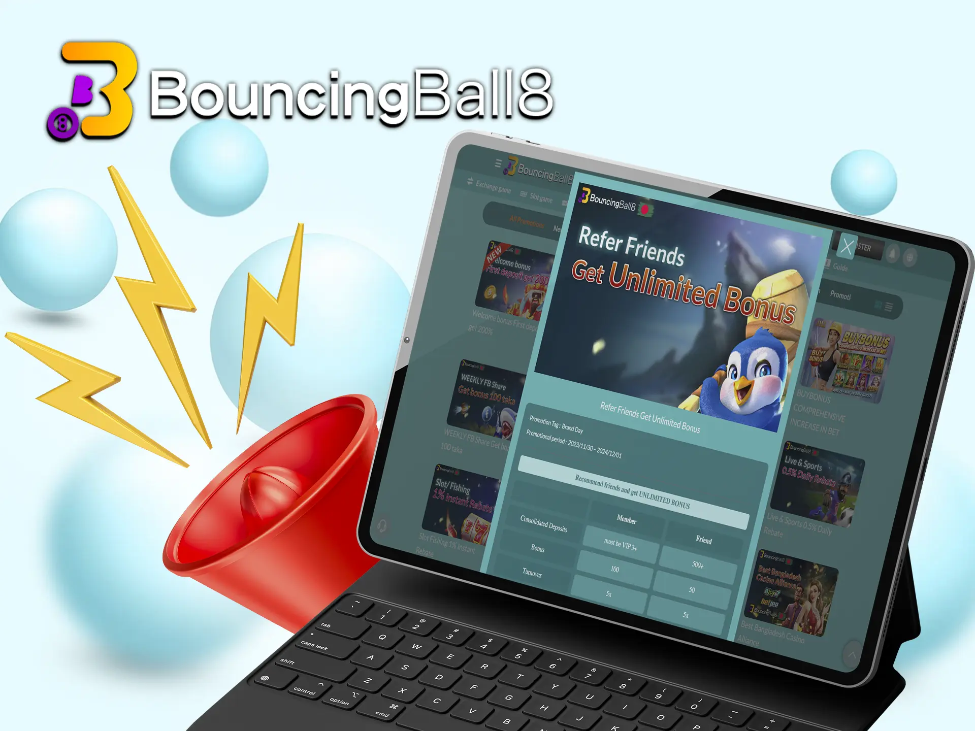 Attract new people and earn big with BouncingBall8 Casino.